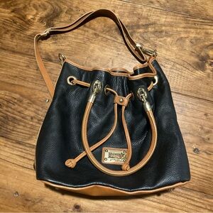 Vintage Black and Tan Leather Bucket Bag leather bag shoulder bag Italian bag